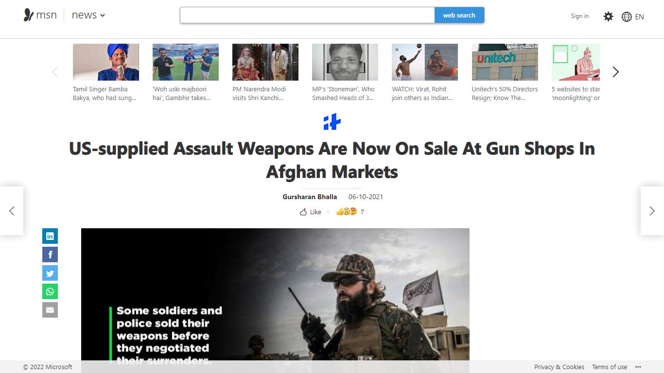 US-supplied Assault Weapons Are Now On Sale At Gun Shops In Afghan Markets